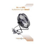 Karokstore Masaüstü Fan Metal Vantilatör USB ile Çalışan Soğutucu Siyah