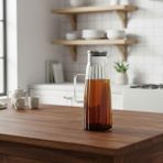 Karokstore Metal Kapaklı Borosilikat Cam Yağdanlık ve Sürahi | 1000ML (11X26CM) Çok Amaçlı Içecek ve Sıvı Gıda Saklama - standart