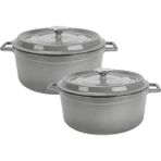 Karokstore Metal Premium Serisi - Döküm Yuvarlak Tencere Seti 24 cm & 28 Cm, Majolik Gri - Standart
