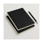 Karokstore Özel Tasarım Siyah Kapaklı A4 Defter - 180 Derece Açılabilir, Sırtı DIKIŞLI,%100 El Işçiliği, Ofis, Okul, Günlük Kullanım Için Ideal Defter (Çizgisiz) - Standart