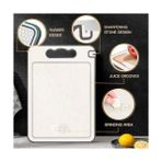 Karokstore Paslanmaz Çelik Kesme Tahtası, Mutfak Için Çift Taraflı Doğrama Tahtası, Çizilmeye Dayanıklı Mesh Tasarımı, Meyve Suyu Yivi, Kaymaz Silikon Sarma, Bulaşık Makinesinde Yıkanabilir