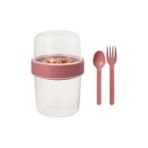 Karokstore Pembe Saklama Kabı – 2 Katlı Taşınabilir Yemek Kabı, Kaşık ve Çatal Dahil 18X10 cm - standart