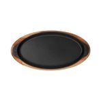 Karokstore Pişirme Kabı, Lv Eco Bt 1529 T9 K4 Balık Tavası ve Ahşap Tabağı, Integral Metal, Ölçüler 15 x 29 Cm, Dökme Demir, Siyah - standart