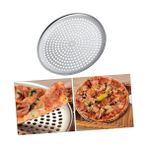 Karokstore Pizza Pişirme Tepsisi Çok Amaçlı Büyük Boy Çelik Delikli Tepsi Dayanıklı Metal Fırın Tepsisi 36 cm