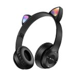 Karokstore Teknosepetim Mikrofonlu Işıklı Renk Değiştiren Cat Kedi Kulaklık Siyah Gamer Kulaklığı P47M Kulaklık Çocuk Yetişkin Uygun,, Small - standart