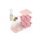 Karokstore Uyumlu Silikon Buz Kalıbı, Pembe, 4 Bölmeli, Kapaklı, 15.2 x 15.4 cm - standart