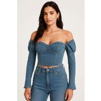 Karpuz Kol Açık Mavi Denim Büstiyer