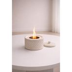 Karra Art Beton Mini Şömine | El Yapımı Masa Üstü Şömine | Modern Ev Dekoru Sarı Beyaz