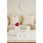 Karra Art Beton Minimalist Vazo Mumluk 9.5 Cm 2 Li Beyaz