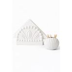 Karra Art Beton Peçetelik Kürdanlık Set Beyaz