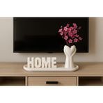 Karra Art Beton Vazo Ve Home Yazısı Oval Tabak Set Beyaz