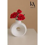 Karra Art Beton Yuvarlak Tasarım Vazo Beyaz