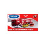 Karsan Oyuncak Welly Scania V8 r730 1:64 Ölçek Metal Kafalı İki Katlı Araç Taşıyıcı Tır