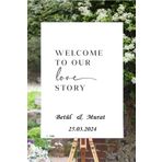 Karşılama Panosu İçin 40 cm Genişliğinde Siyah Renk Yazı Ayna İçin Yazı Welcome To Our Love Story Yazısı
