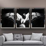 Kartal-2 Temalı Aynalı Çerçeveli 3 lü Kanvas Tablo Seti 150x70 cm SETS0053