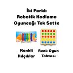 Karter İnovasyon Robotik Kodlama Seti,iki Farklı Kodlama Oyuncağı,renkli Kılçıklar,renk Oyun Tahtası