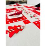 Karter İnovasyon Yılbaşı Temalı 16 Parça Amerikan Servis, Yılbaşı 4 Kişilik Supla Seti, Yılbaşı Kare Servis Kırmızı - 32 x 32 cm