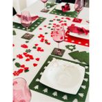 Karter İnovasyon Yılbaşı Temalı Kare Karışık Supla Seti, Yılbaşı Yemek Seti 8 Kişilik Kırmızı-Yeşil Karışık Set - 32 x 32 cm - Çok Renkli