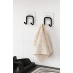 Karteya Güçlü Yapışkanlı 2 Adet Çift Kancalı Banyo Mutfak Askısı Metal Askılık Duvar Askı Organizer - Siyah