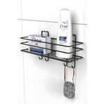 KARTEYA Yapışkanlı 4 Kancalı Banyo Rafı Mat Siyah Banyo Şampuanlık Duşakabin Duş Askısı
