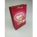 Karton Çanta Kalp Ayıcık Temalı 11cm X 17cm - 1 Adet