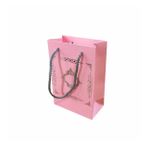 Karton İp Saplı Hediye Çantası Saray Desenli Gümüş 12X17 25 Adet Pembe