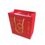 Karton İpsaplı Hediye Çantası Saray Desenli GOLD 15X17X8 10 Adet Kırmızı