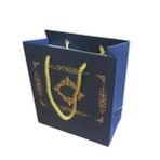 Karton İpsaplı Hediye Çantası Saray Desenli GOLD 15X17X8 10 Adet Lacivert