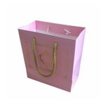 Karton İpsaplı Hediye Çantası Saray Desenli GOLD 15X17X8 10 Adet Pembe