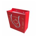 Karton İpsaplı Hediye Çantası Saray Desenli Gümüş 15X17X8 10 Adet Kırmızı