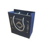 Karton İpsaplı Hediye Çantası Saray Desenli Gümüş 15X17X8 10 Adet Lacivert
