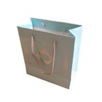 Karton İpsaplı Hediye Çantası Saray Desenli Gümüş 15X17X8 10 Adet Mavi