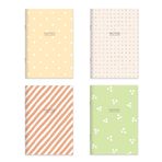 Karton Kapak Hafif Kağıt Defter 4'Lü Set-Toprak (2Çizgili+2Düz) 14 * 20 24 Yp.