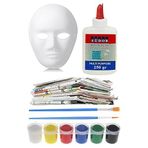 Karton Maske Yapım Seti 1 Adet Karton Maske Beyaz Tutkal Eski Gazete Akrilik Boya Resim Fırçası Kağıt Hamurundan Maske