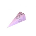 Karton Şeker Külahı Lüx Gümüş Yaldızlı Saray Desenli - 25 Adet Pembe