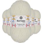 Kartopu K011 Kırık Beyaz Yumurcak Kadife 5 Adet El Örgü İpi