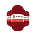 Kartopu K125 Koyu Kırmızı 5 Adet Kristal Çift Katlı El Örgü Lif İpi