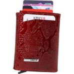 Karya Deri Unisex Mekanizmalı Kartlık Cüzdan 00600 - Kırmızı Desenli