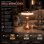 Karyatid Bronz Bakır Renk Şarjlı Masa Lambası Retro Kablosuz Dokunmatik LED Masa Komodin Üstü Aydın