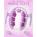 Kas Gevşetici Masaj Aleti 28 Tekerlekli Ayarlanabilir Lenf Drenaj Rulosu Bacak Kol Selülit Pembe Pembe