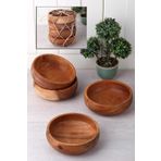 Kaşbaşı Home 6 Adet Ahşap Bambu Çerezlik Kase Tabağı
