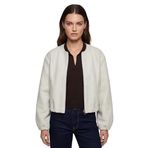 Kaşe Bomber Ceket Crop Bisiklet Yaka Fermuarlı Cepli Uzun Kollu