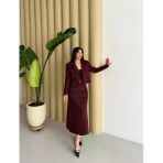 Kaşe Ceket Etek Takım Bordo