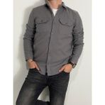 Kaşe Erkek Oduncu Gömlek – Uzun Kollu, Çift Cepli, Rahat Kalıp - 2XL - Koyu Gri