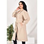 Kaşe Mont - 2XL - Krem
