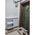 Kaser 2+2 Yatay Raflı Kilitli Metal Ayakkabılık - Beyaz Cam
