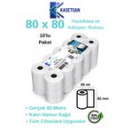 Kasetsan 80x80 Yazarkasa Pos Rulosu 10'lu Paket Termal Adisyon Kağıdı