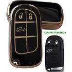 Kasey Egea Cross 500 Jeep Dodge Chrysler Uyumlu Smart Kumanda Anahtar Kılıfı Oto Anahtarlık Siyah Gold - Siyah - Gold