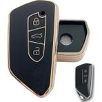 Kasey Volkswagen Golf 8 Seat Cupra Skoda Octavia Uyumlu Kumanda Anahtar Kılıfı Oto Anahtarlık Siyah Gold
