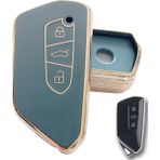 Kasey Volkswagen Golf 8 Seat Cupra Skoda Octavia Uyumlu Kumanda Turkuaz Gold Anahtar Kılıfı